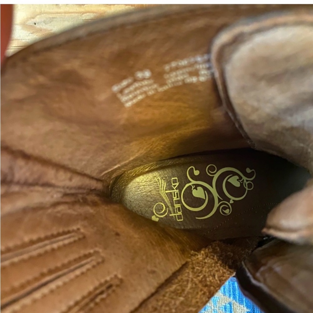 Dansko vintage chestnut brown leather lace- and zip-up Heeled granny Boots - Picture 8 of 10